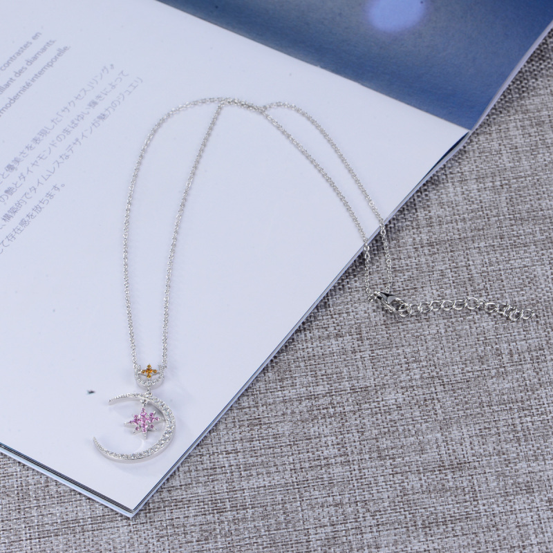 sweet heart star moon necklace