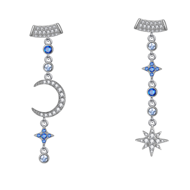 Twinkling star and moon stud earrings