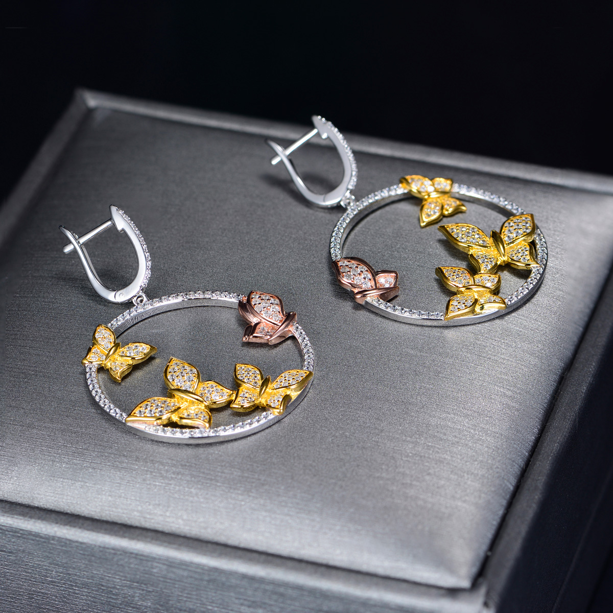 great circle butterfly earrings