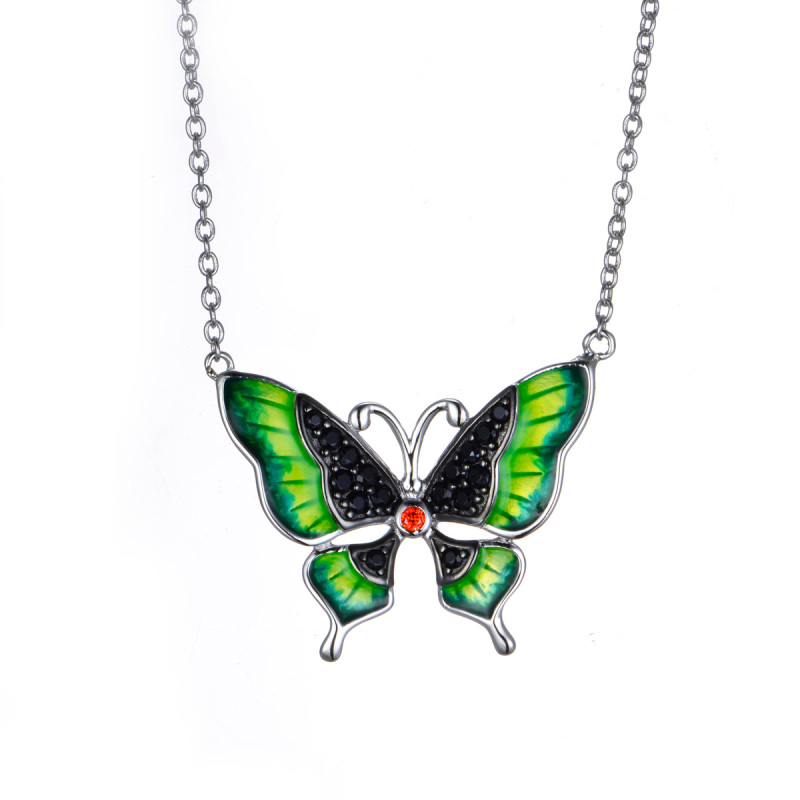 colorful enamel butterfly necklace