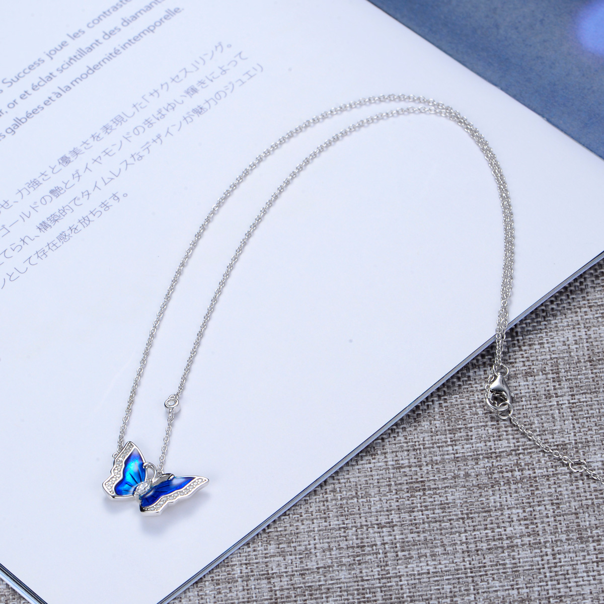 enamel butterfly pendant necklace