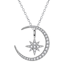 Moon Pendant and Star Pendant Necklace