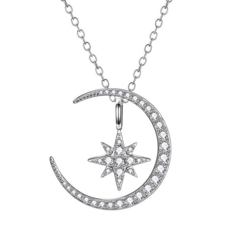 Moon Pendant and Star Pendant Necklace