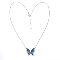 enamel blue butterfly necklace