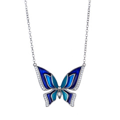 enamel blue butterfly necklace