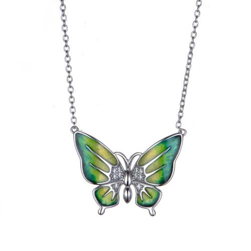 enamel graduate color butterfly necklace