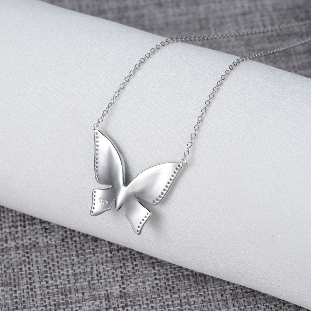 enamel blue butterfly necklace