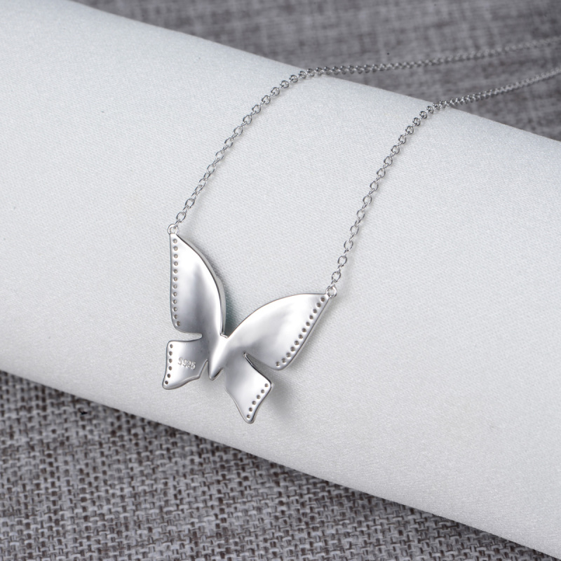 enamel blue butterfly necklace