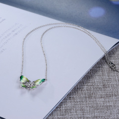 enamel graduate color butterfly necklace