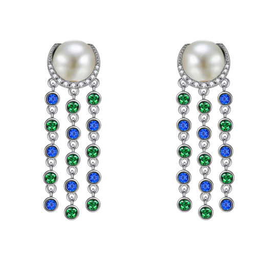 Pearl Star Long Earrings