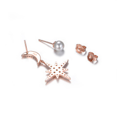 star moon pearl stud earrings