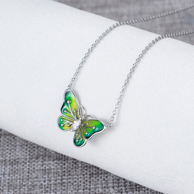 colorful butterfly enamel necklace