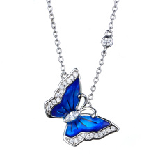 enamel butterfly pendant necklace