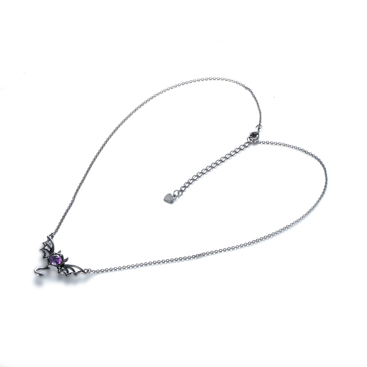 Black Big Bat Studs Necklace