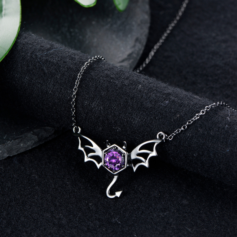 Black Big Bat Studs Necklace