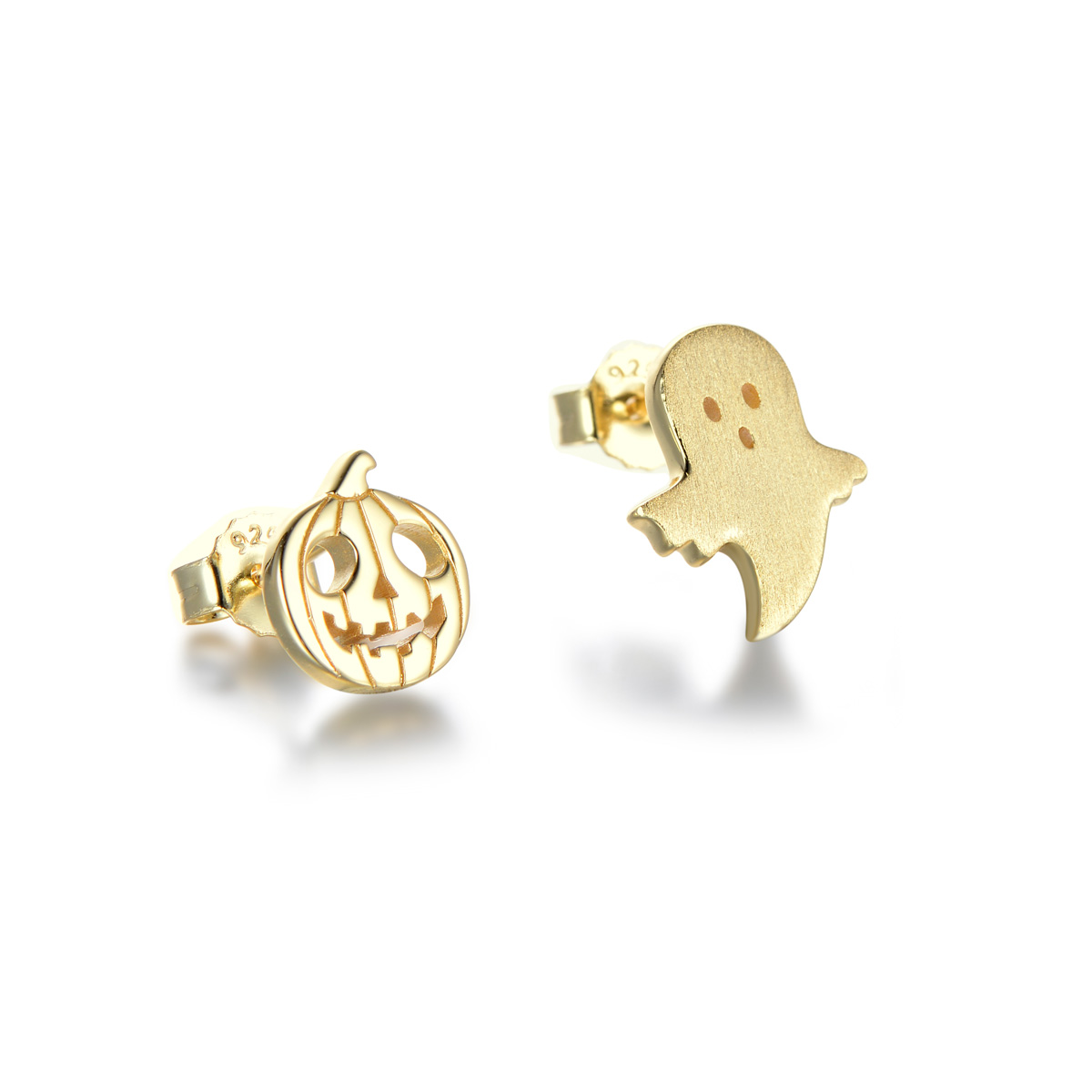 pumpkin head ghost studs earrings