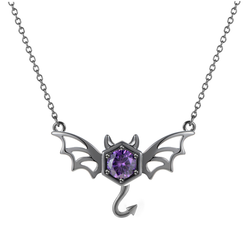 Black Big Bat Studs Necklace