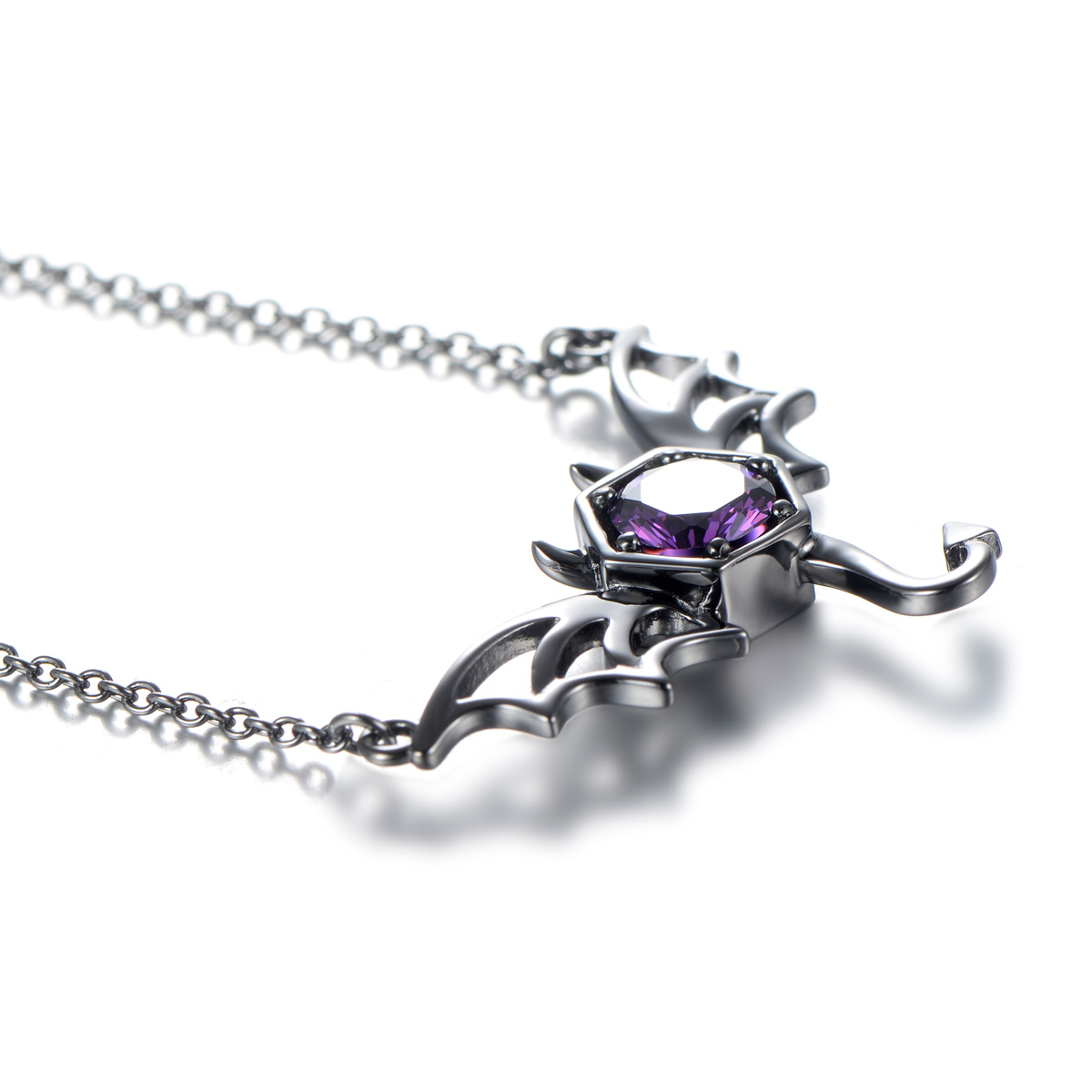 Black Big Bat Studs Necklace