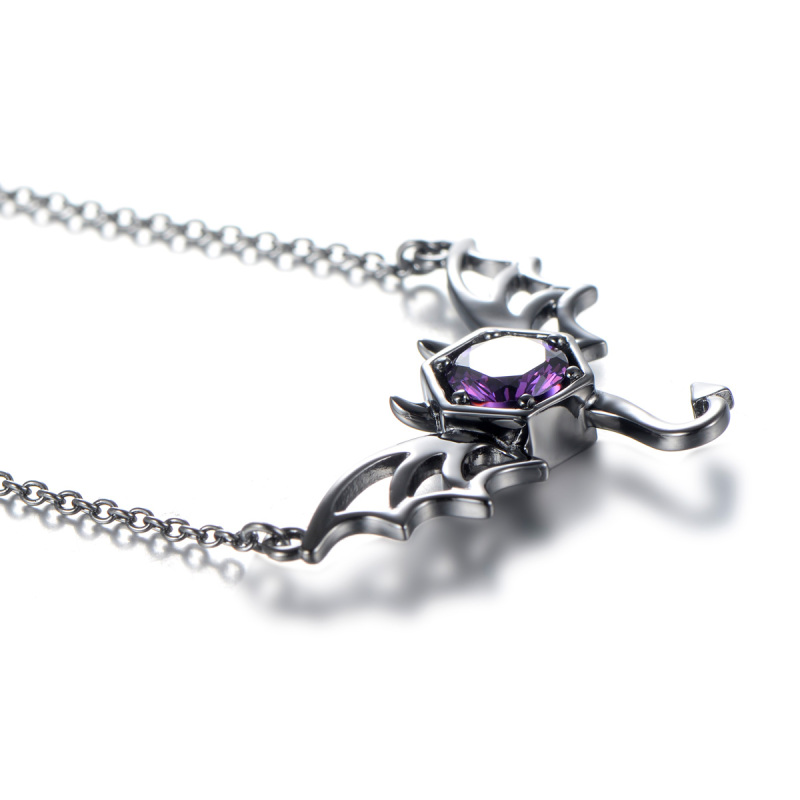Black Big Bat Studs Necklace