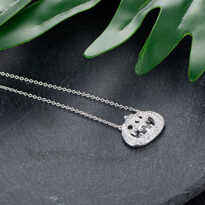 pumpkin head ghost necklace
