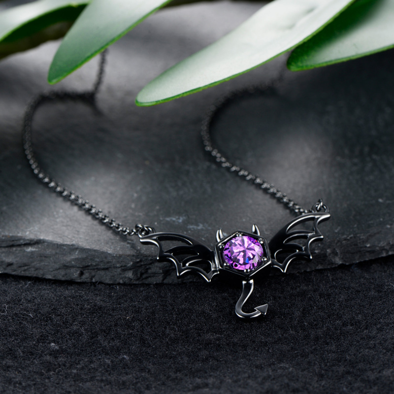 Black Big Bat Studs Necklace