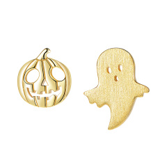 pumpkin head ghost studs earrings