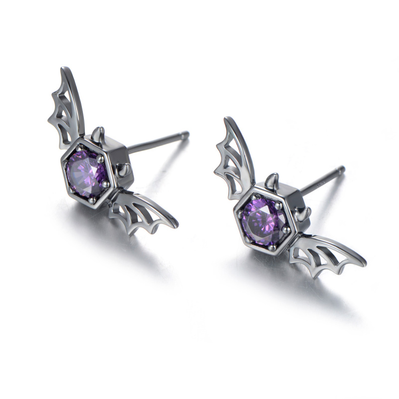 Black Big Bat Studs Earrings
