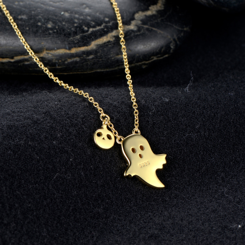 pumpkin head ghost necklace