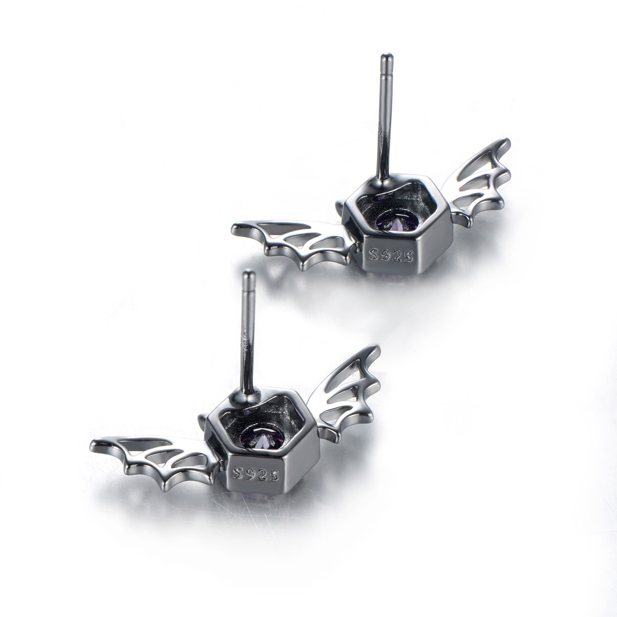 Black Big Bat Studs Earrings
