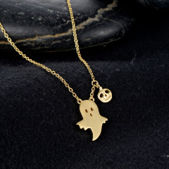 pumpkin head ghost necklace