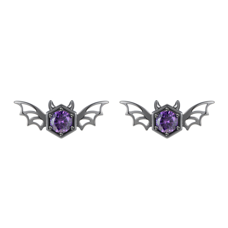 Black Big Bat Studs Earrings