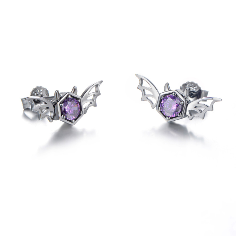 Black Big Bat Studs Earrings