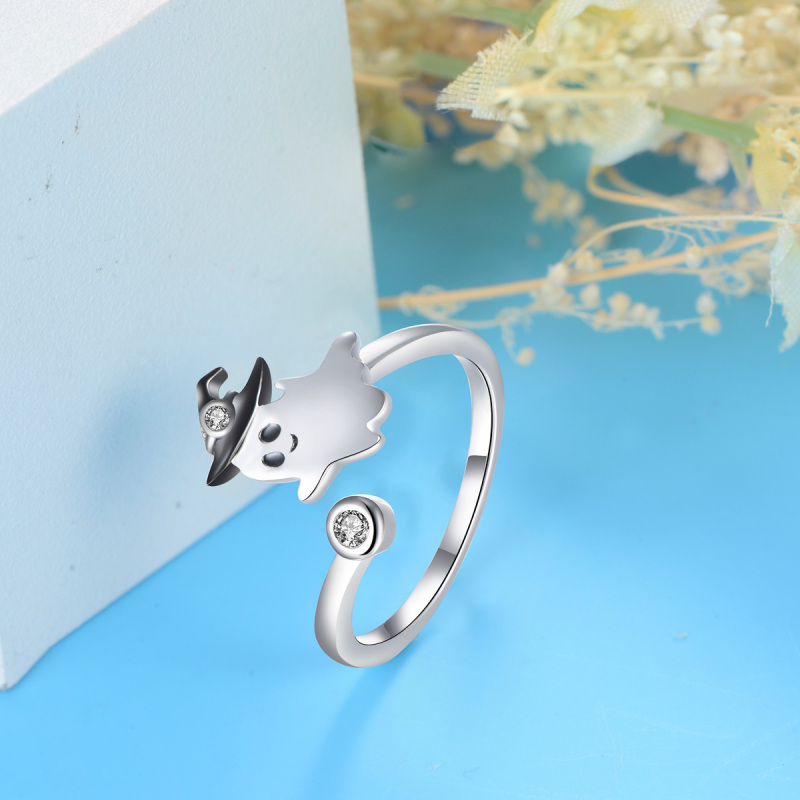 A cute smile ghost open ring