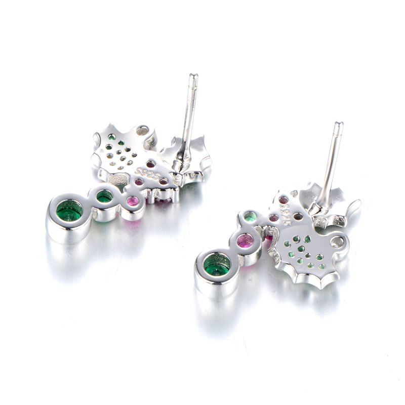 Christmas mistletoe leaf studs earrings