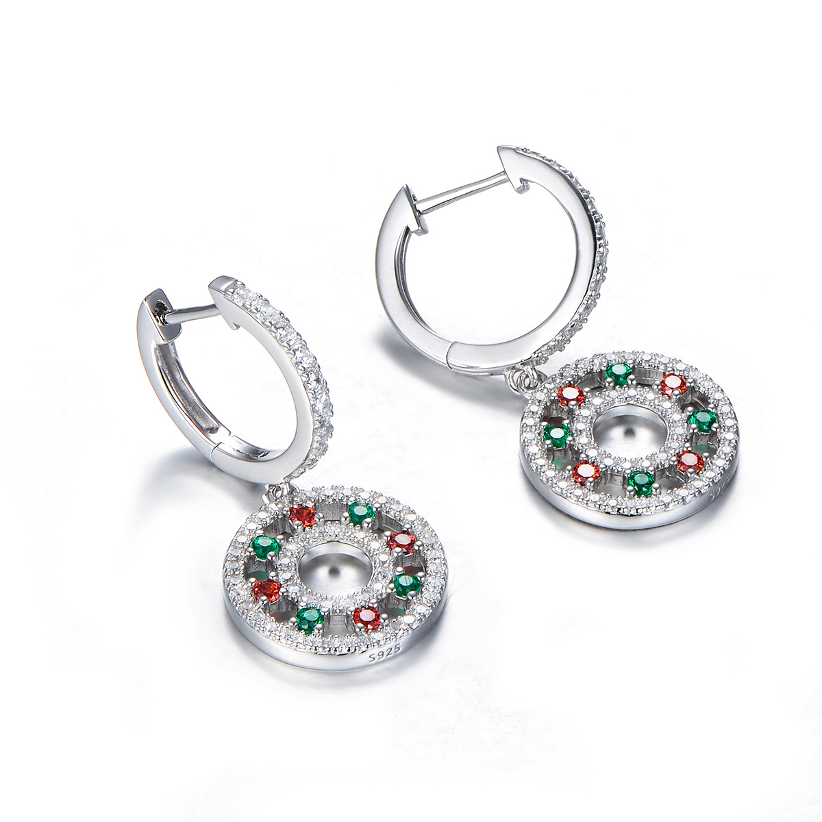 Christmas colorful stone ferris wheel earrings