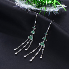 Christmas tree long hooks earrings