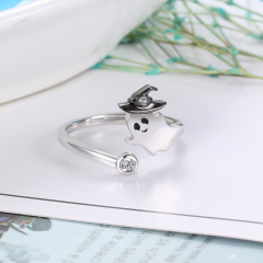 A cute smile ghost open ring