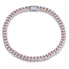 Cuban link chain 12mm Rose Gold Rhodium