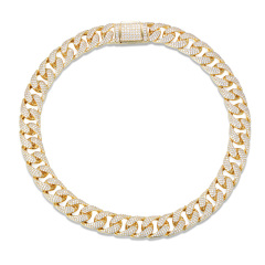18K Gold Plated Iced Out Cuban Link Chain Necklace
