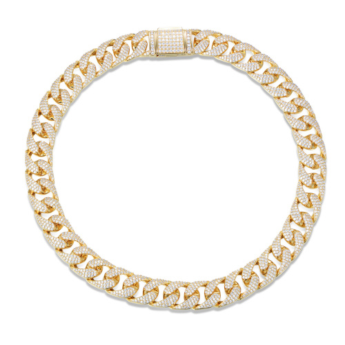 18K Gold Plated Iced Out Cuban Link Chain Necklace