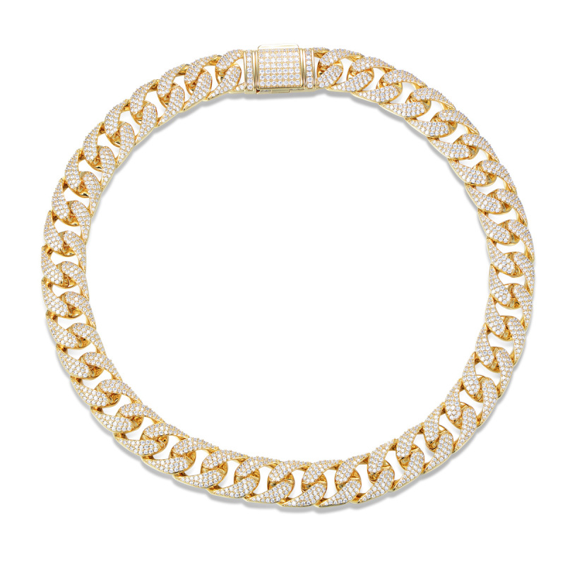 18K Gold Plated Iced Out Cuban Link Chain Necklace