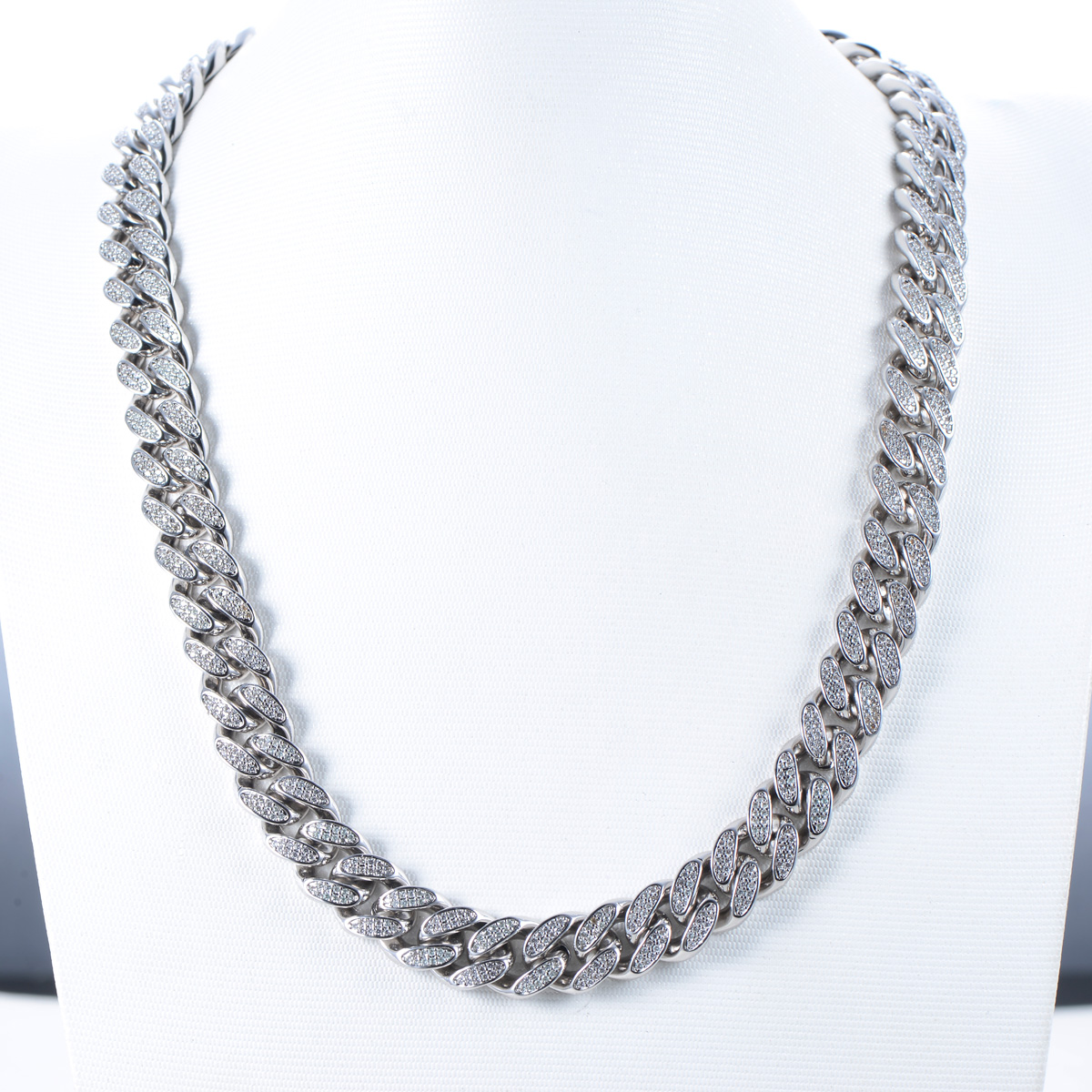 Cuban link chain 12mm rhodium plated