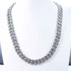 Cuban link chain 12mm rhodium plated
