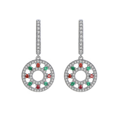 Christmas colorful stone ferris wheel earrings