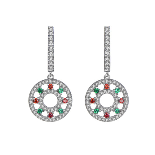 Christmas colorful stone ferris wheel earrings