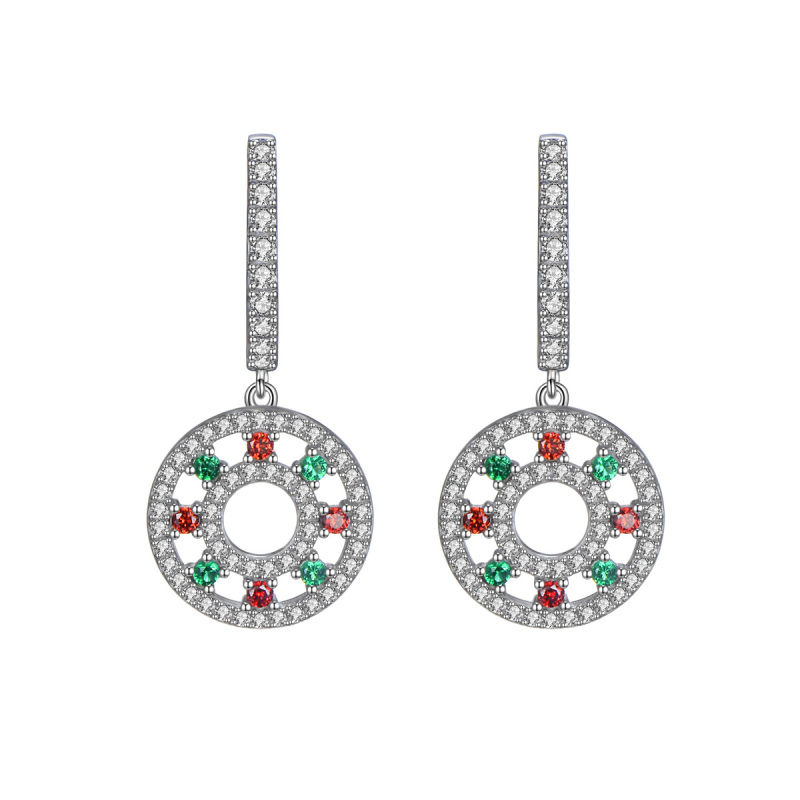 Christmas colorful stone ferris wheel earrings