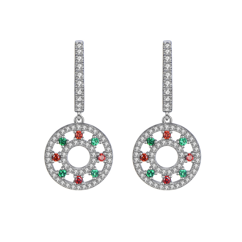 Christmas colorful stone ferris wheel earrings