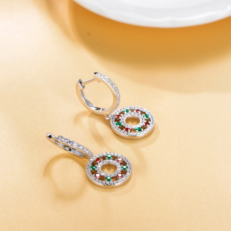Christmas colorful stone ferris wheel earrings