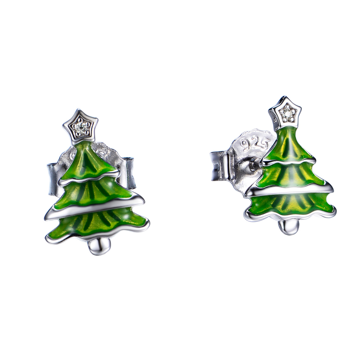Christmas trees star studs earrings