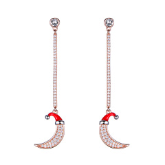 Christmas Moon Long Studs Earrings